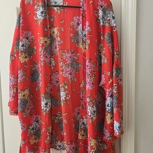 Pink Republic Vibrant Floral Red Robe